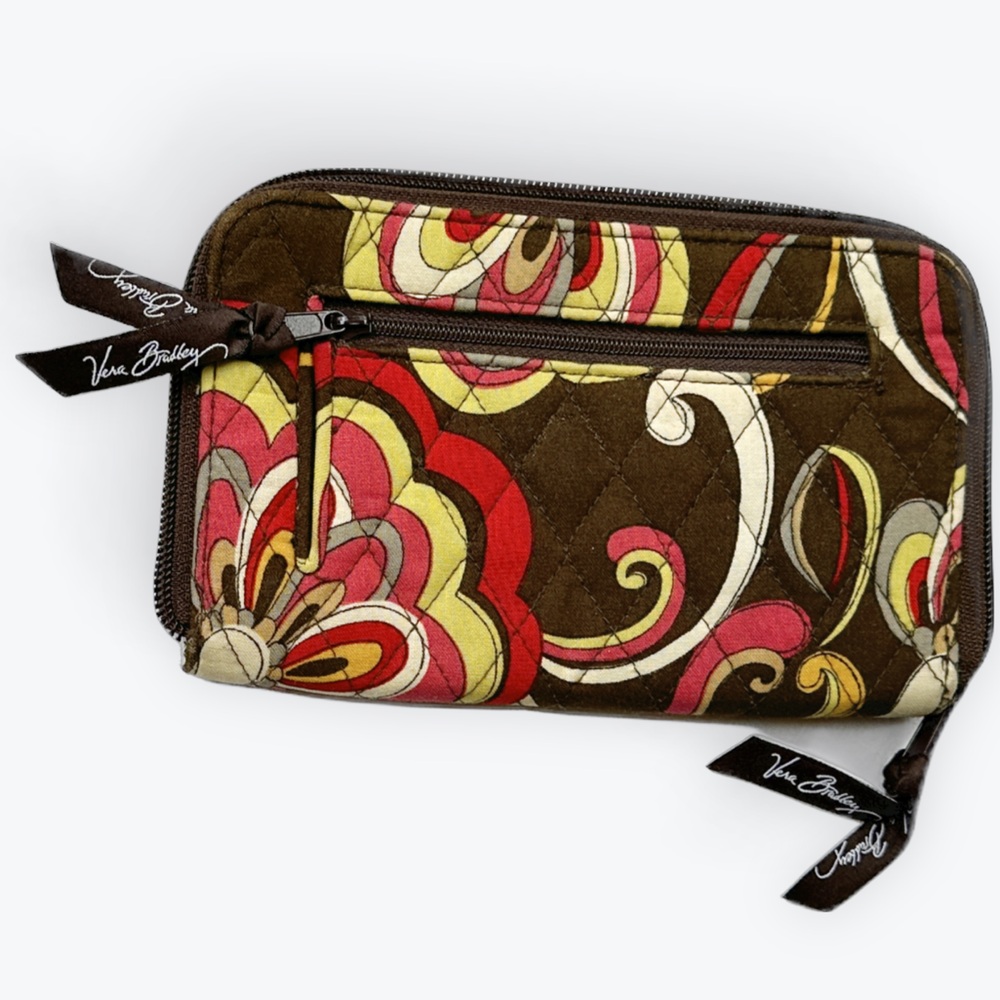 Y2K Tuscan Mom Chocolate Brown Groovy Mod Scrollwork Vera Bradley Puccini Wallet